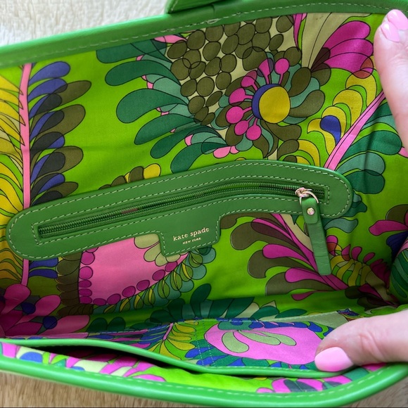 Kate Spade Wicker Clutch with Green Leather Accents - Picture 11 of 16